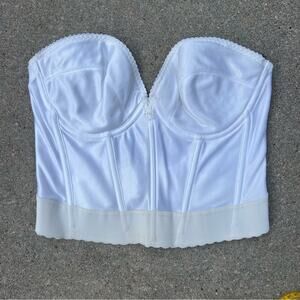 Vintage Petticoat Place Bustier Bra cream white Strapless low back Size 40B